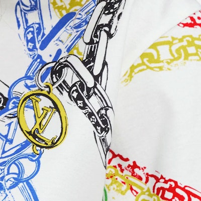 (W) Louis Vuitton SS21 Baju Wanita Putih Cetak Rantai Oversaiz 1A92NG Details for (W) Louis Vuitton SS21 Baju Wanita Putih Cetak Rantai Oversaiz 1A92NG