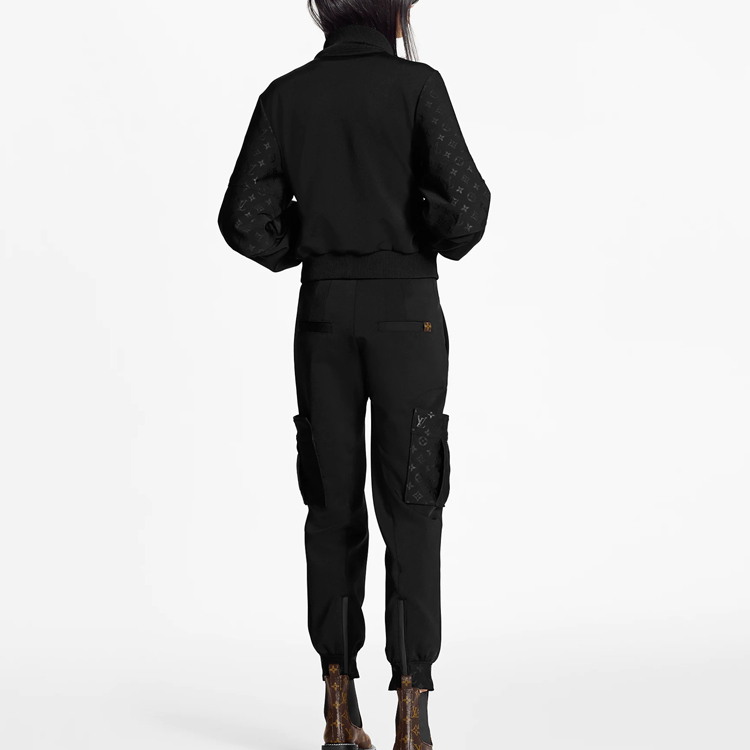 Shop (Women) Louis Vuitton SS21 Embossed Zipper Jacket Black 1A8RJY