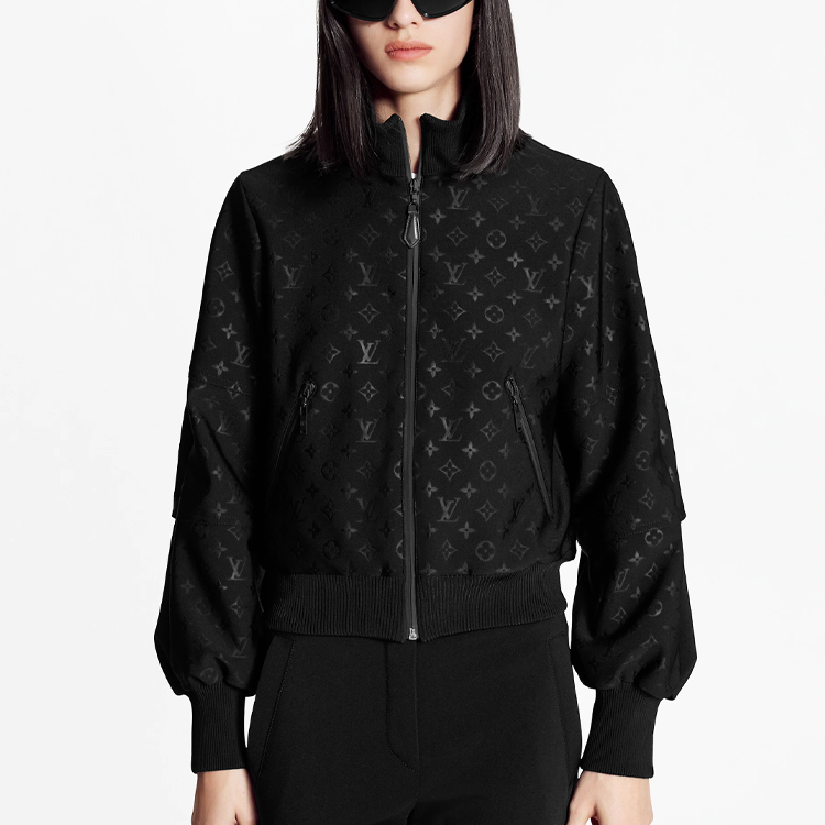 Purchase (Women) Louis Vuitton SS21 Embossed Zipper Jacket Black 1A8RJY