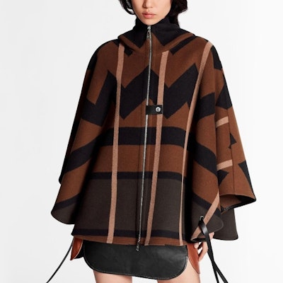 (Women) Louis Vuitton SS21 Monogram Hooded Cape Coat Brown 1A60J Lookbook (Women) Louis Vuitton SS21 Monogram Hooded Cape Coat Brown 1A60J