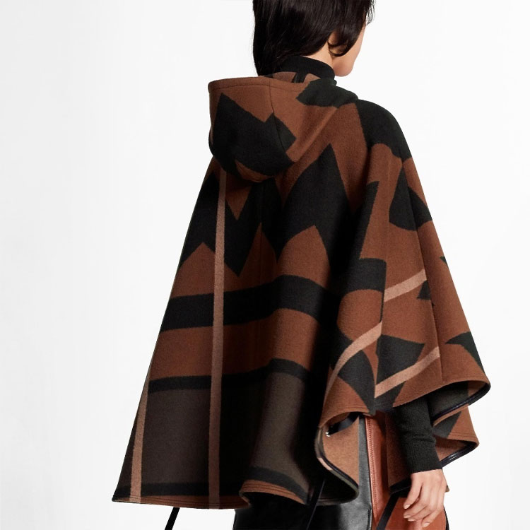 Shop (Women) Louis Vuitton SS21 Monogram Hooded Cape Coat Brown 1A60J