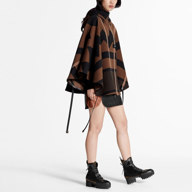 Details for (Women) Louis Vuitton SS21 Monogram Hooded Cape Coat Brown 1A60J