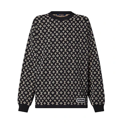 (Women) LOUIS VUITTON SS21 Vuittamins Capsule Jacquard Knit Sweatshirt Women Black 1A93I5
