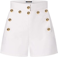 (Women) LOUIS VUITTON SS21 White Logo Button Tie-Waist Casual Shorts 1A91Y7 (Women) LOUIS VUITTON SS21 White Logo Button Tie-Waist Casual Shorts 1A91Y7