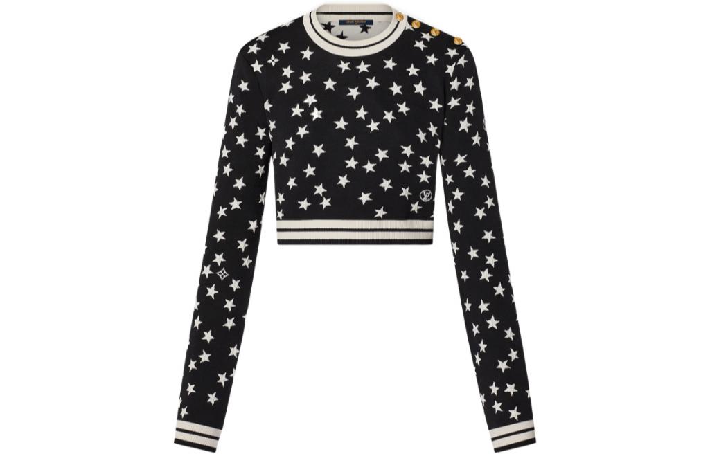 Order (Women) LOUIS VUITTON SS22  Black Geometric Star Print Knit Pullover Sweater. 1AA98Q