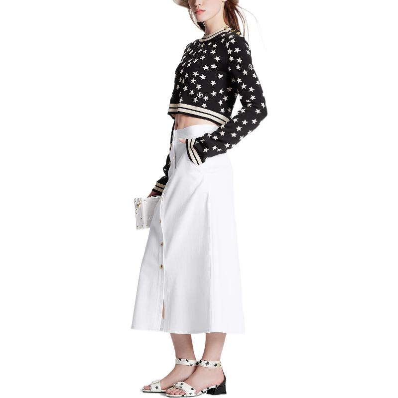 Lookbook (Women) LOUIS VUITTON SS22  Black Geometric Star Print Knit Pullover Sweater. 1AA98Q