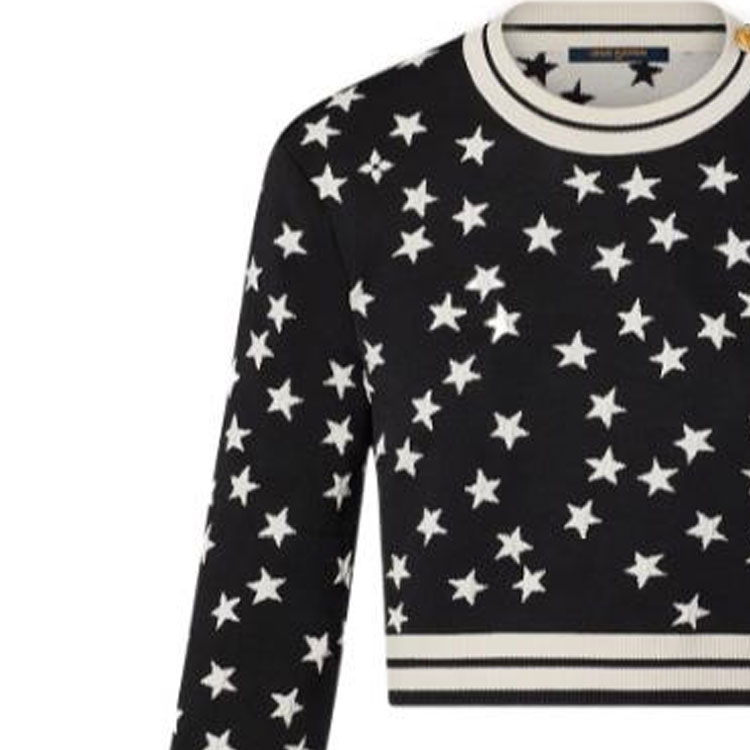 Shop (Women) LOUIS VUITTON SS22  Black Geometric Star Print Knit Pullover Sweater. 1AA98Q