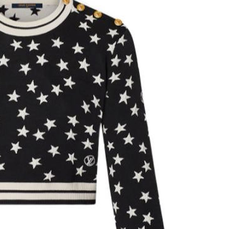 Purchase (Women) LOUIS VUITTON SS22  Black Geometric Star Print Knit Pullover Sweater. 1AA98Q