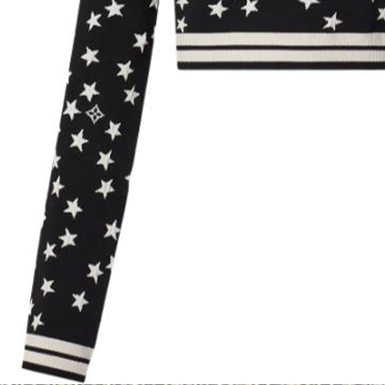 Sizing (Women) LOUIS VUITTON SS22  Black Geometric Star Print Knit Pullover Sweater. 1AA98Q
