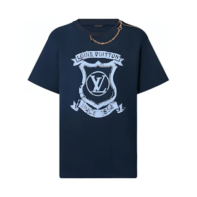 (Women) LOUIS VUITTON SS22 Blue Logo Print Crewneck Slim Fit Casual T-Shirt 1AAEQD