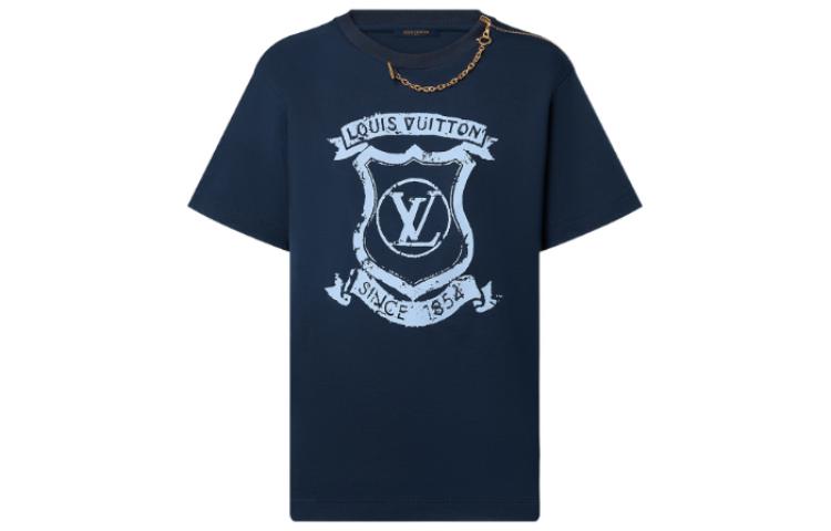 (Women) LOUIS VUITTON SS22  Blue Logo Print Crewneck Slim Fit Casual T-Shirt 1AAEQD 圖 2