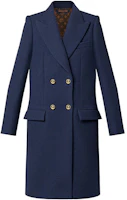 (Women) LOUIS VUITTON SS22 Navy Blue Double-Breasted Pea Coat Vintage Style 1A9NSG (Women) LOUIS VUITTON SS22 Navy Blue Double-Breasted Pea Coat Vintage Style 1A9NSG