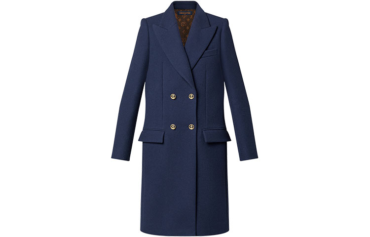 (Women) LOUIS VUITTON SS22  Navy Blue Double-Breasted Pea Coat Vintage Style 1A9NSG 圖 2