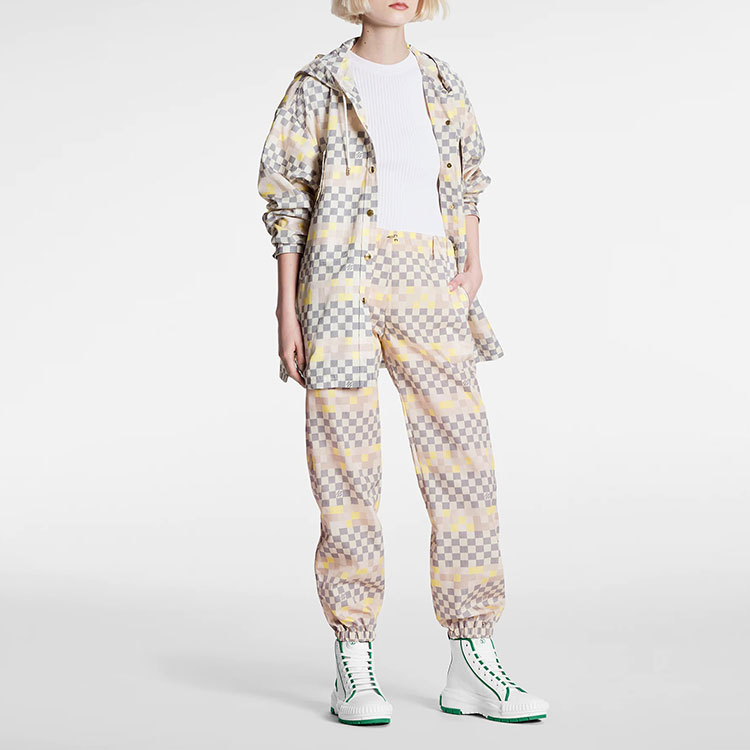 Shop (W) Pantalones Louis Vuitton SS22 Rosa Colorblock Cuadros Knit Track. 1AA839