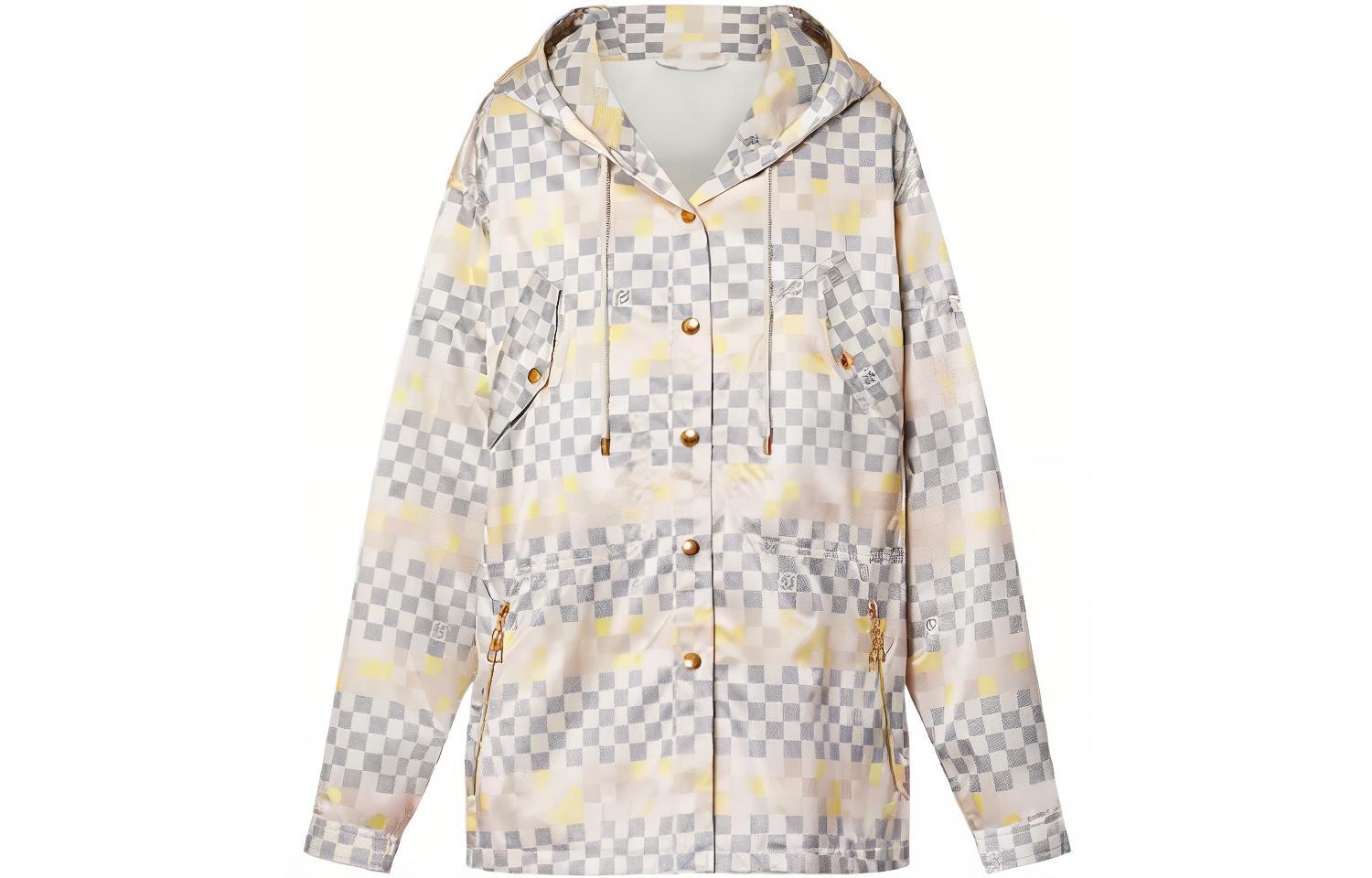 (Women) LOUIS VUITTON SS22  Pink Colorblock Checkered Parka Jacket. 1AA82V