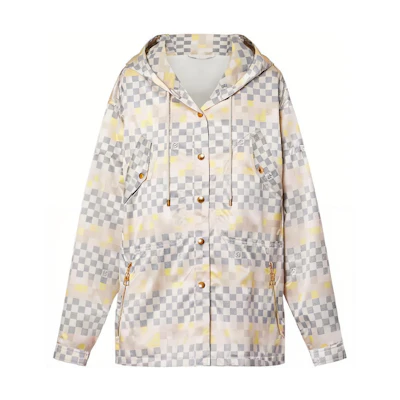 (Women) LOUIS VUITTON SS22 Pink Colorblock Checkered Parka Jacket. 1AA82V