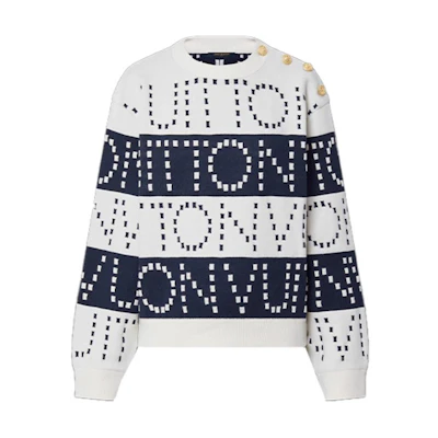 (Women) LOUIS VUITTON SS22 White Wool Sweater with Bold Stripe Design. 1A9NRJ
