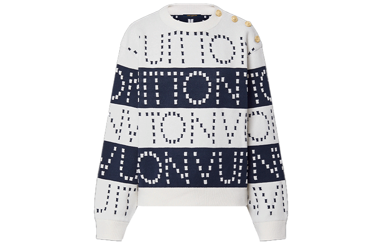 Order (W) LOUIS VUITTON SS22 Sweater Putih Bulu dengan Rekaan Jalur Menarik. 1A9NRJ