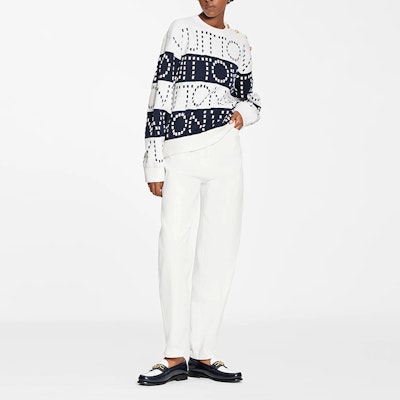 (W) LOUIS VUITTON SS22 Sweater Putih Bulu dengan Rekaan Jalur Menarik. 1A9NRJ Shop (W) LOUIS VUITTON SS22 Sweater Putih Bulu dengan Rekaan Jalur Menarik. 1A9NRJ