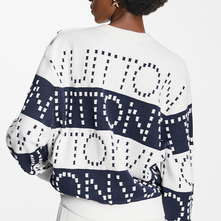 Purchase (W) LOUIS VUITTON SS22 Sweater Putih Bulu dengan Rekaan Jalur Menarik. 1A9NRJ