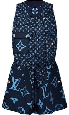 (W) 루이비통 SS22 알파벳 프린트 민소매 A라인 원피스 여성 블루. 1AAAFI Order (W) 루이비통 SS22 알파벳 프린트 민소매 A라인 원피스 여성 블루. 1AAAFI