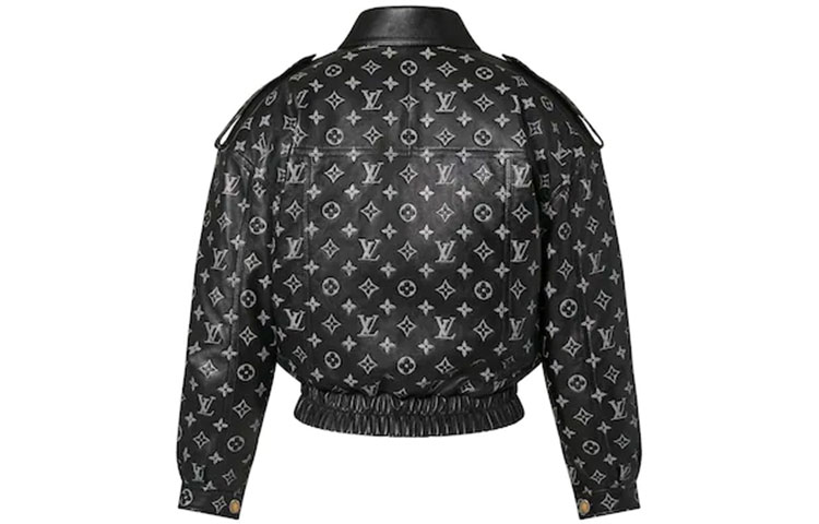 Lookbook (Women) LOUIS VUITTON SS22 Black Embossed Logo Leather Jacket Outerwear 1A9MYZ
