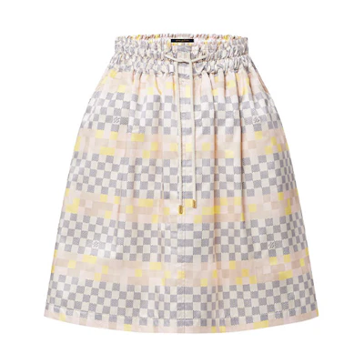 (Women) Louis Vuitton SS22 Checkered Print Colorblock Pink Casual Skirt for Women. 1AA833