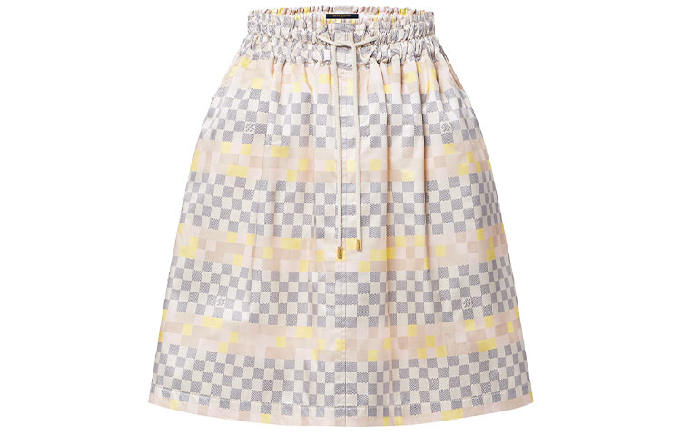 Order (W) 路易威登SS22粉色拼色格纹女款休闲半身裙 1AA833