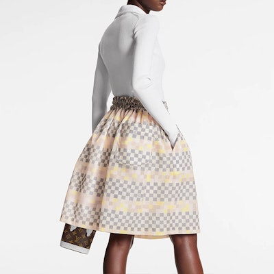 (W) 루이비통 SS22 체크 패턴 컬러블록 핑크 여성 캐주얼 스커트. 1AA833 Shop (W) 루이비통 SS22 체크 패턴 컬러블록 핑크 여성 캐주얼 스커트. 1AA833