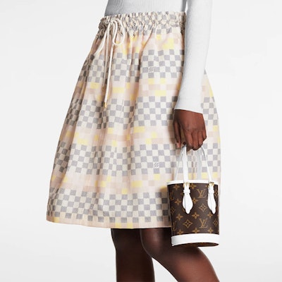 (W) 루이비통 SS22 체크 패턴 컬러블록 핑크 여성 캐주얼 스커트. 1AA833 Details for (W) 루이비통 SS22 체크 패턴 컬러블록 핑크 여성 캐주얼 스커트. 1AA833