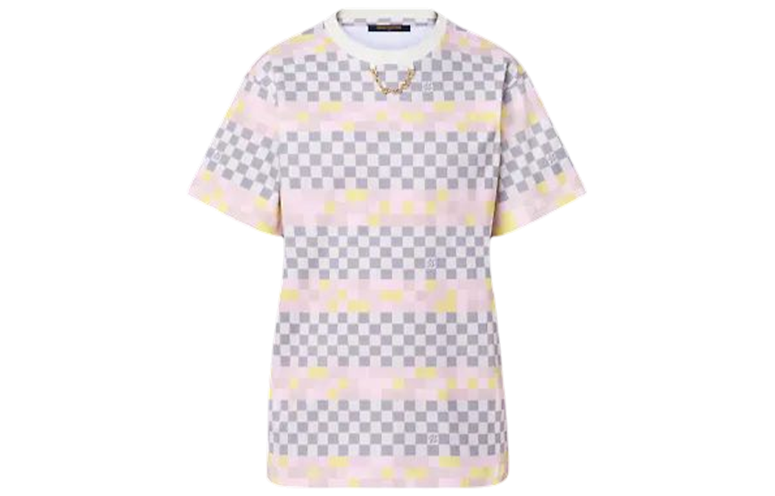(Women) LOUIS VUITTON SS22 Checkered Printed Crewneck Short Sleeve T-Shirt Women Multi-color 1A9XPQ 圖 2