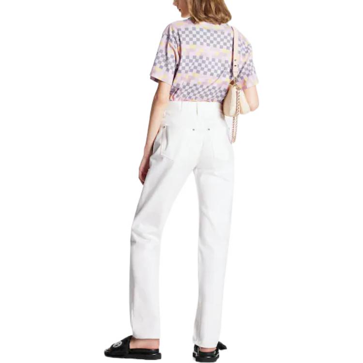 (Women) LOUIS VUITTON SS22 Checkered Printed Crewneck Short Sleeve T-Shirt Women Multi-color 1A9XPQ 圖 4