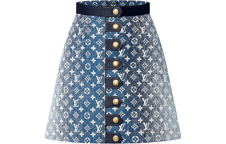 (Women) LOUIS VUITTON SS22 Logo Denim Skirt  Blue 1A9NK8