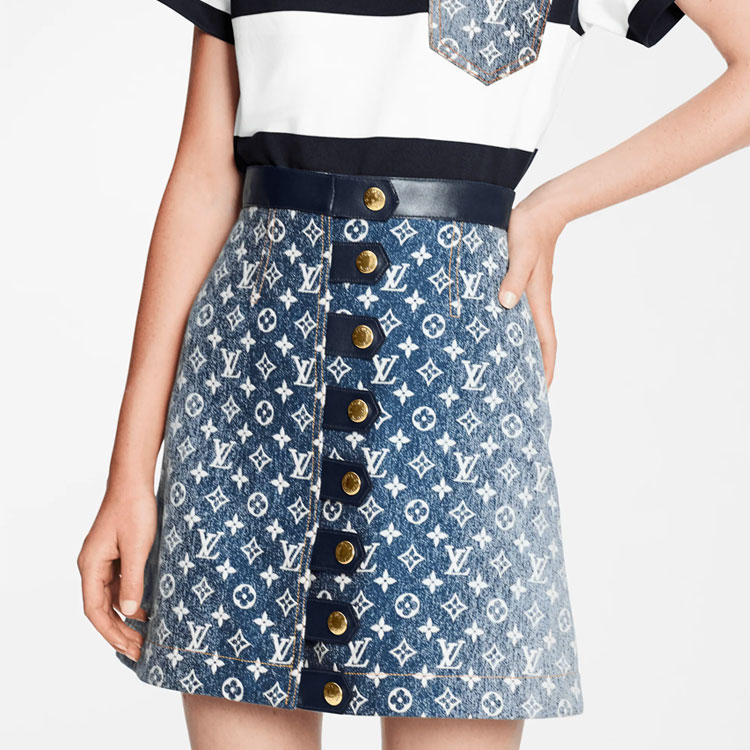 Purchase (W) 루이 비통 SS22 로고 데님 스커트 블루 1A9NK8