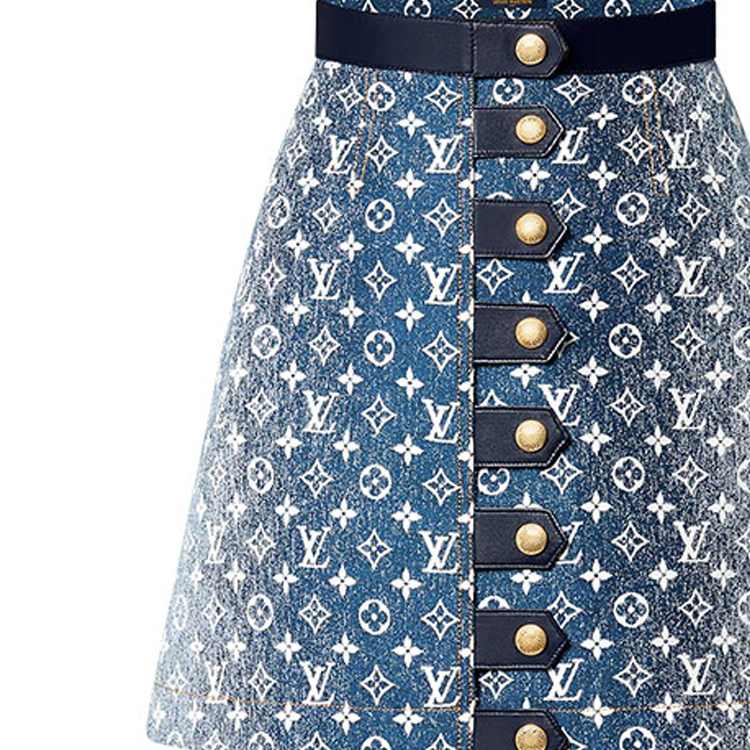 Details for (W) 루이 비통 SS22 로고 데님 스커트 블루 1A9NK8
