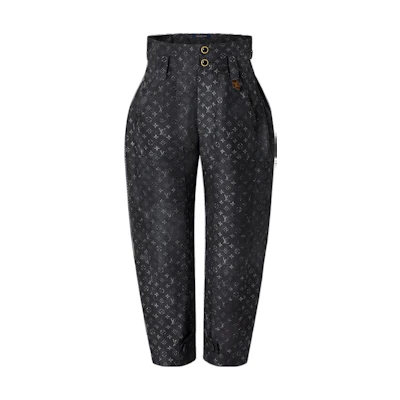 (Women) LOUIS VUITTON SS22 Monogram Cloud High-Waist Cropped Pants Black . 1AA240