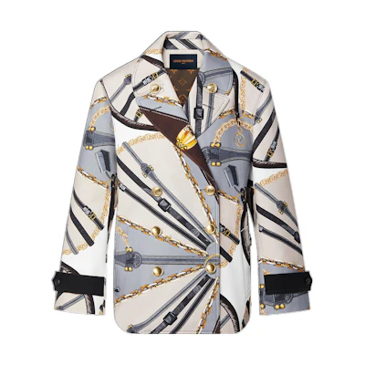 (Women) LOUIS VUITTON SS22 Patterned Printed Double-Breasted Coat for Women 1AA604