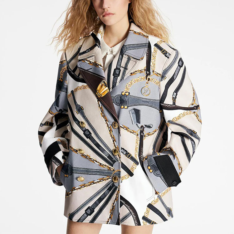 (Women) LOUIS VUITTON SS22 Patterned Printed Double-Breasted Coat for Women 1AA604 圖 3