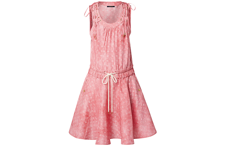 (Women) LOUIS VUITTON SS22 Pink Monogram Sleeveless A-Line Dress Women 1A9WBT
