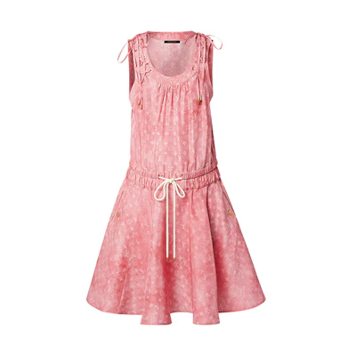 (Women) LOUIS VUITTON SS22 Pink Monogram Sleeveless A-Line Dress Women 1A9WBT