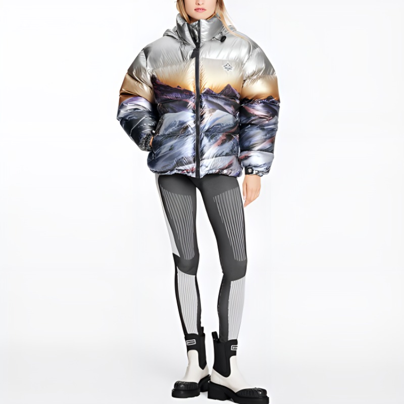 Lookbook (Women) LOUIS VUITTON SS22 Scenic Print Down Jacket Grey 1A9N5W
