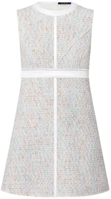 (W) 루이비통 SS22 실버 트위드 패치워크 슬리브리스 캐주얼 원피스 여성. 1AA9YB Order (W) 루이비통 SS22 실버 트위드 패치워크 슬리브리스 캐주얼 원피스 여성. 1AA9YB