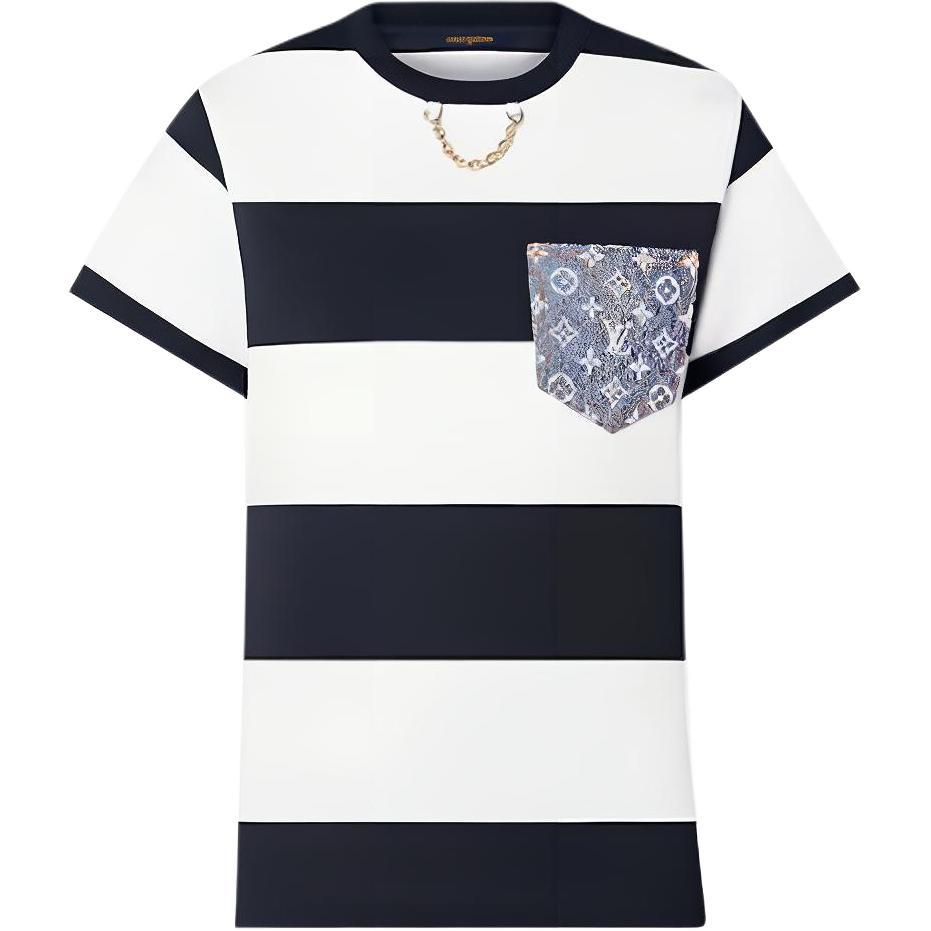 (Women) LOUIS VUITTON SS22 Striped Pocket Short Sleeve T-Shirt White Women’s 1A9NZ2