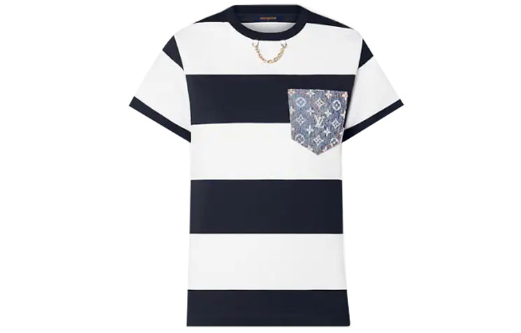 (Women) LOUIS VUITTON SS22 Striped Pocket Short Sleeve T-Shirt White Women’s 1A9NZ2 圖 2