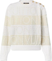 (Women) LOUIS VUITTON SS23 Beige Wide Stripe Knit Pullover Long Sleeve Sweater 1AAXCL (Women) LOUIS VUITTON SS23 Beige Wide Stripe Knit Pullover Long Sleeve Sweater 1AAXCL