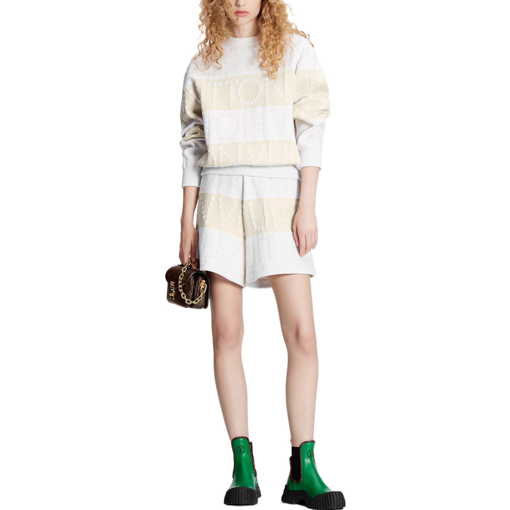 Lookbook (W) ルイヴィトン SS23 ベージュ ワイドストライプニットプルオーバー長袖セーター 1AAXCL