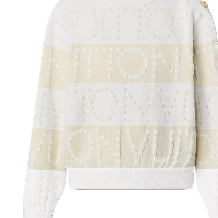 Details for (W) ルイヴィトン SS23 ベージュ ワイドストライプニットプルオーバー長袖セーター 1AAXCL