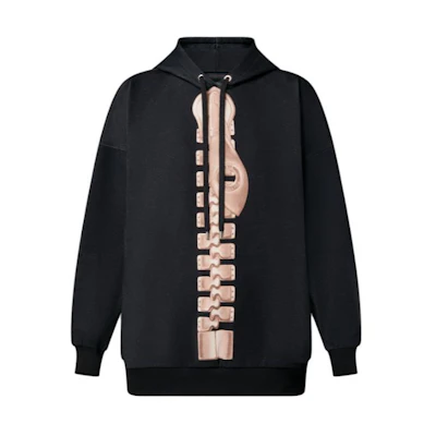 (Women) Louis Vuitton SS23 Black Hoodie with Zipper Pattern Print. 1ABE1R