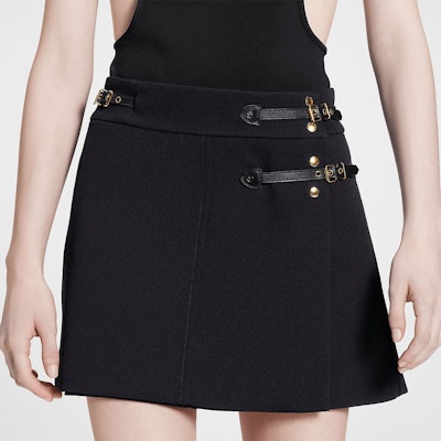 (W) 루이비통 SS23 블랙 가죽 랩 미니 스커트 메탈 버클. 1AB6MZ Details for (W) 루이비통 SS23 블랙 가죽 랩 미니 스커트 메탈 버클. 1AB6MZ