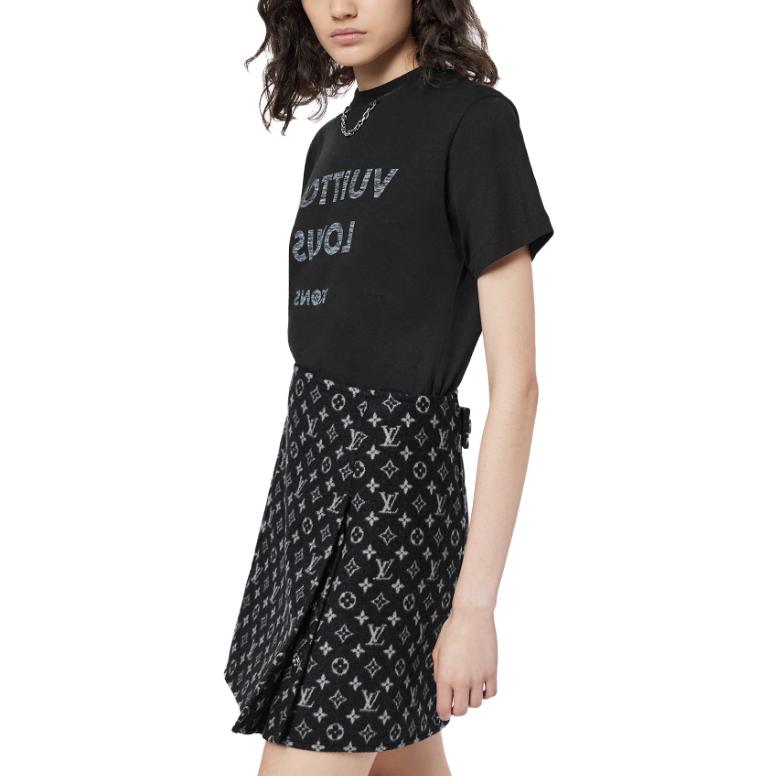 Details for (W) 路易威登 SS23 黑色經典Monogram印花圓領T恤 1A84CL